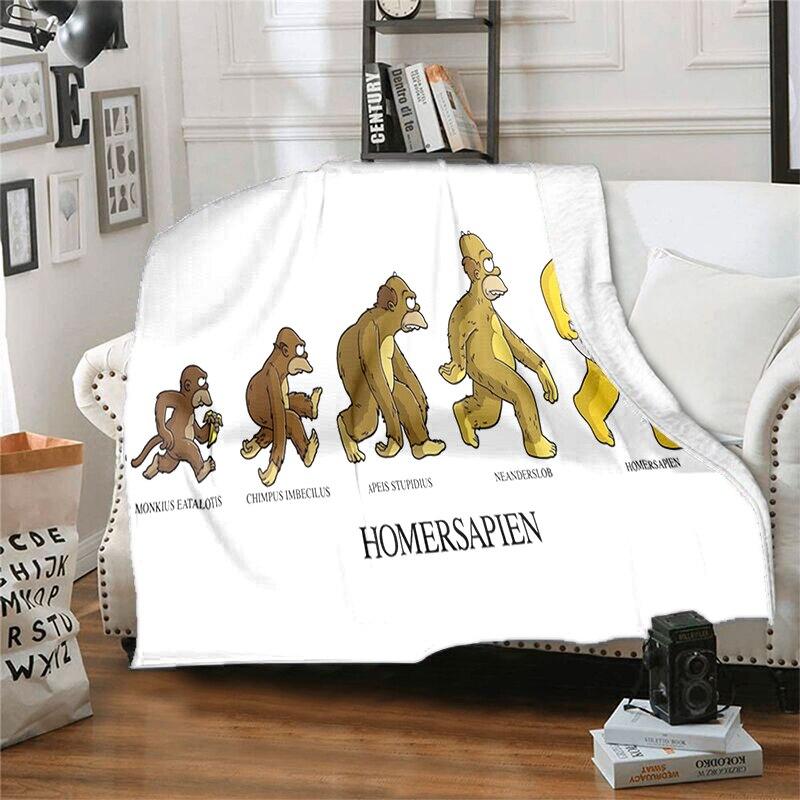 S-Simpson Měkký plyšový rozkládací pohovka Hodící Cartoon Moderní flanelové přikrývka Potah Tištěná přikrývka Dárek Piknikové deky