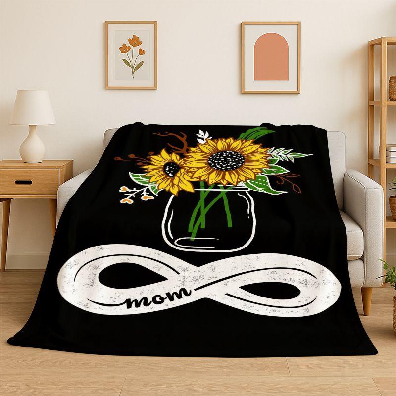 Gift Thanks To My Mom Mother Letter Present Flannel Blanket Soft Throw Blanket for Bedroom Living Room Bed Camping Picnic Nap