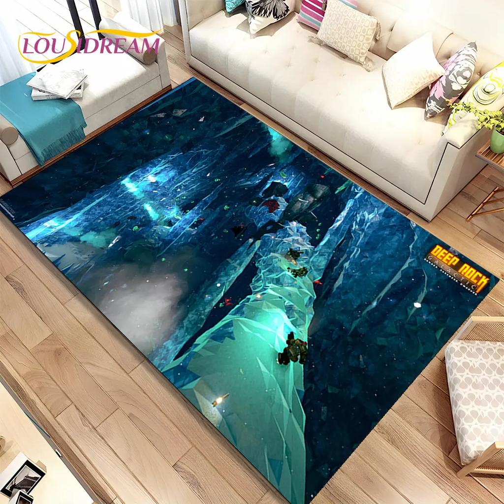 3D DRG Deep Rock Galactic Game Gamer Area Rug,Carpet Rug for Living Room Bedroom Sofa Doormat Decoration,kids Non-slip Floor Mat