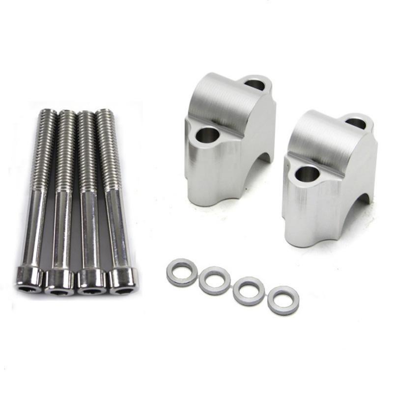 Silver Cnc Aluminum Motorcycle Handlebar Riser Kit For Honda Kawasaki 1 1/8" Bar