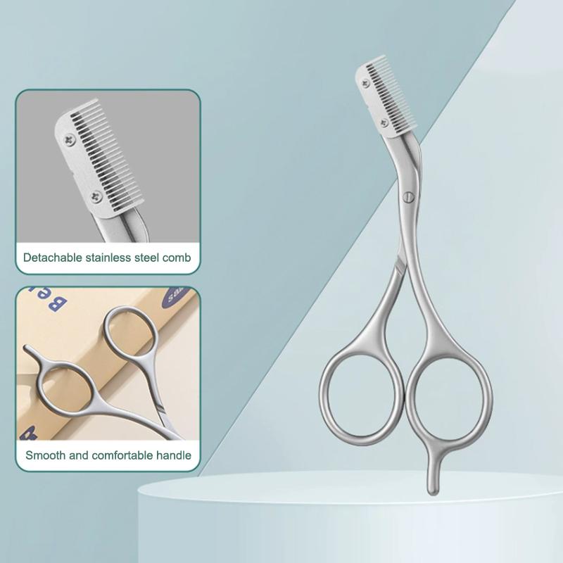 2-in-1 Augenbrauen-Trimschere mit Kämmen Professioneller Augenbrauentrimmer Edelstahl Hochwertige Schere Beauty-Werkzeuge