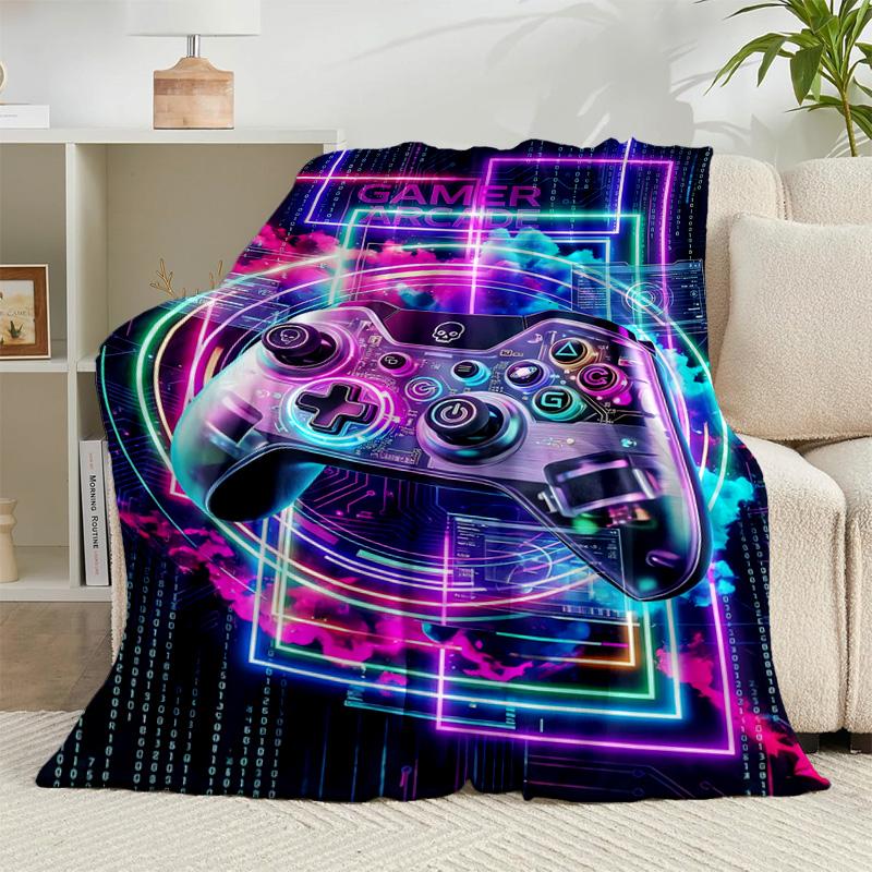 1PC Colorful Gaming Adventure Flannel Blanket Gift, Suitable for Both Men And Women, Soft Ideal for Beds And Sofa, Birthday Or Christmas Gift