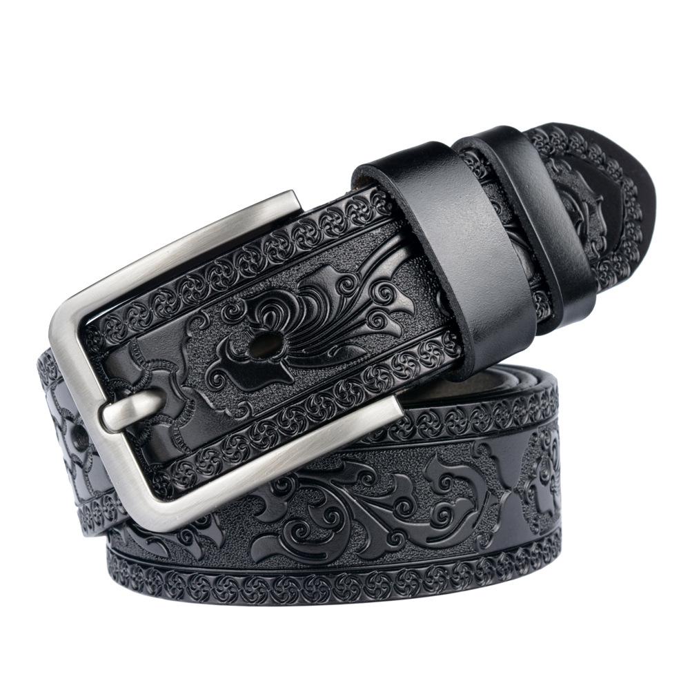 Personalized Men's Leather Belt for Jeans – Customized Carving Cowhide Belt Fashion Accessory