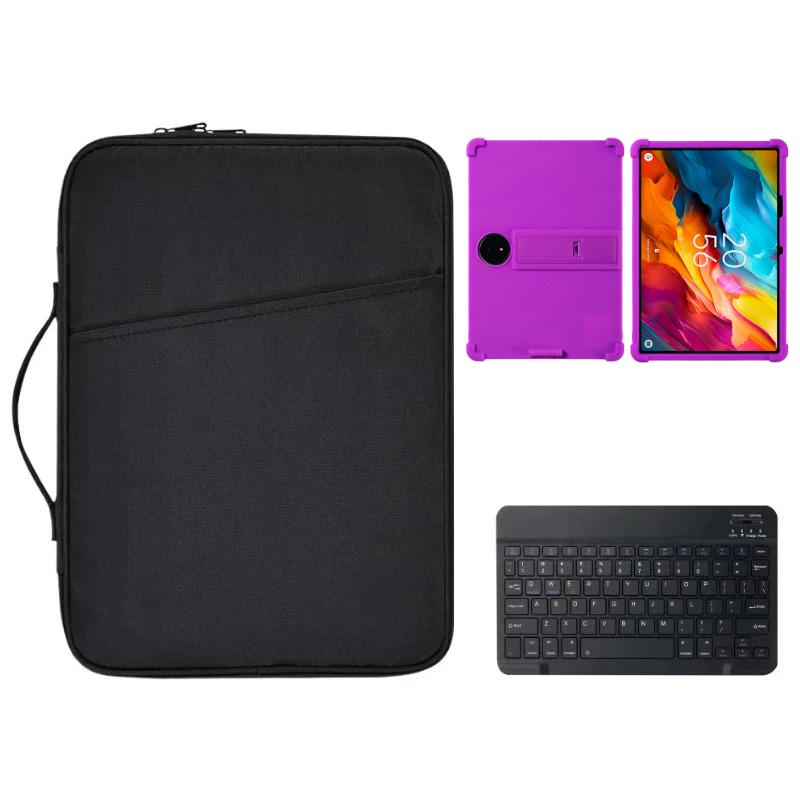 3-EN-1 Pour TCL NXTPAPER 14 9491G 14,3  Housse Étui Support Stylet en Silicone + Clavier Bluetooth Anglais + Sac de Rangement Portable NXTPAPER 14 9491G violet