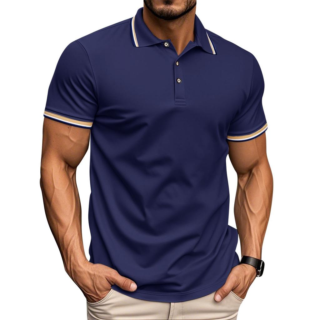 Men's American Net Lapel Golf Short Sleeve T-shirt Quick Drying  Shirt