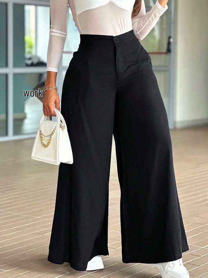 European & American Style Women s High-Waisted Wide-Leg Slimming Pants Small