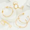 5Pcs Gold Color Knot Circle Cuff Bangle Set For Women Chunky Minimalist Twisted Knot Open Cuff Bracelets Trendy Jewelry Gift New