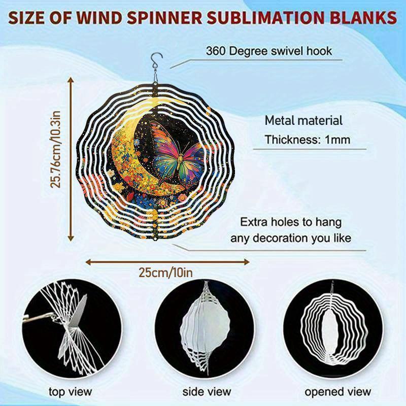 10 Zoll Hängender Windspinner mit 360-Grad-Haken für Balkon-Gartendekor Frühling Sommer Außendekoration