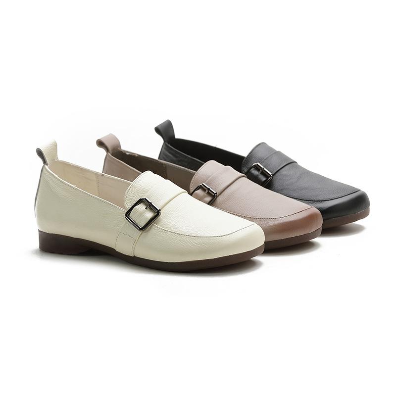 Fashion GKTINOO Women Loafers Spring Genuine Leather Comfort Flat Mother Shoes Slip-On Fashion Female Footwear Zapatos De Mujer