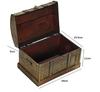 R_planning Antique Wooden Treasure Chest Box, Retro Vintage Decorative Trinket Box