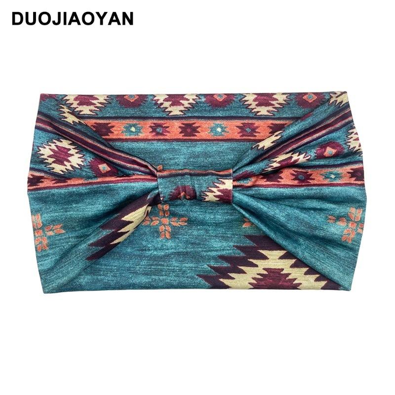 Knot Headband, Color Blocked Pattern Printed Sports Headband, Fashionable Polka Dot Wide Edge Elastic Headband