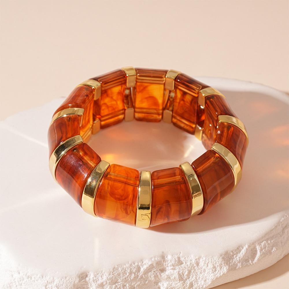Bohemian Elastic Wide Bracelet Hand Ring Geometric Bangle Acrylic Cuff Charms Bracelet  Girls