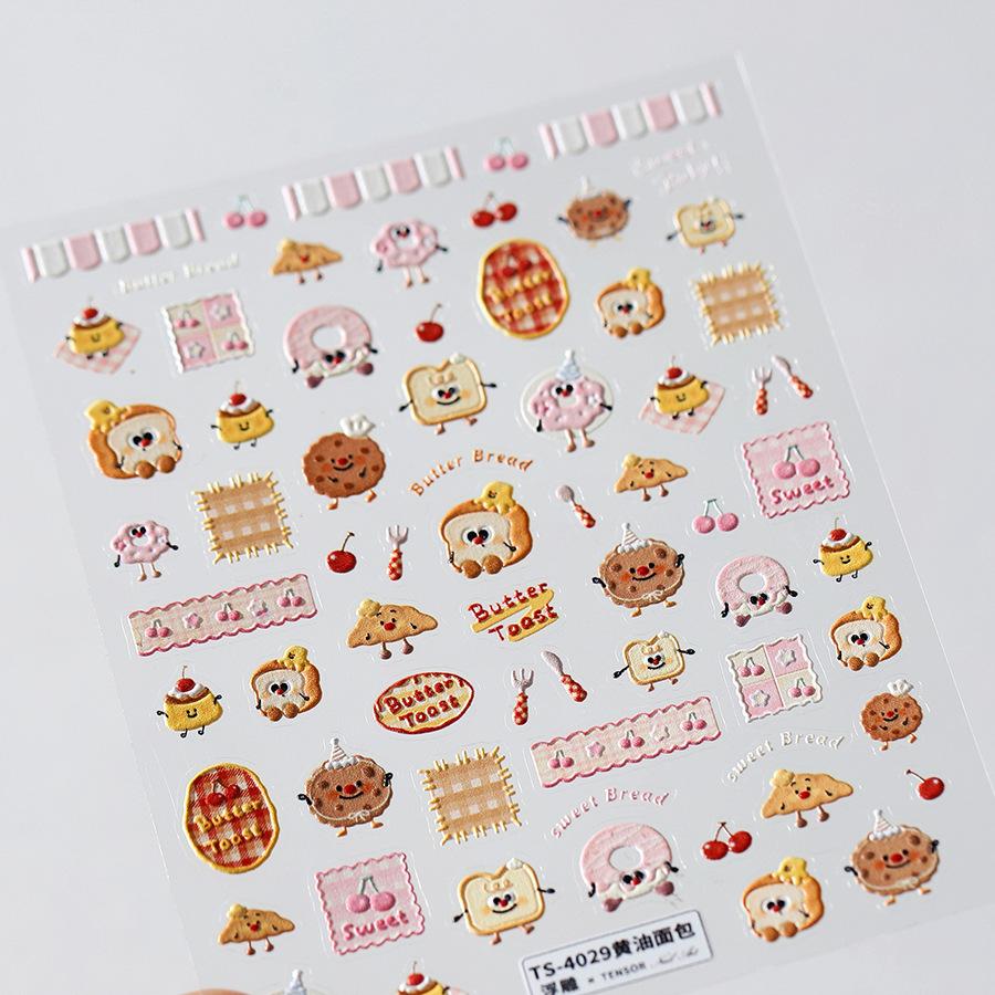 Halloween Nails Sticker 5D Embossed Cartoon Nail Art Stickers Retro Rabbit Self Adhesive Stickers For Nails DIY Manicure Decals