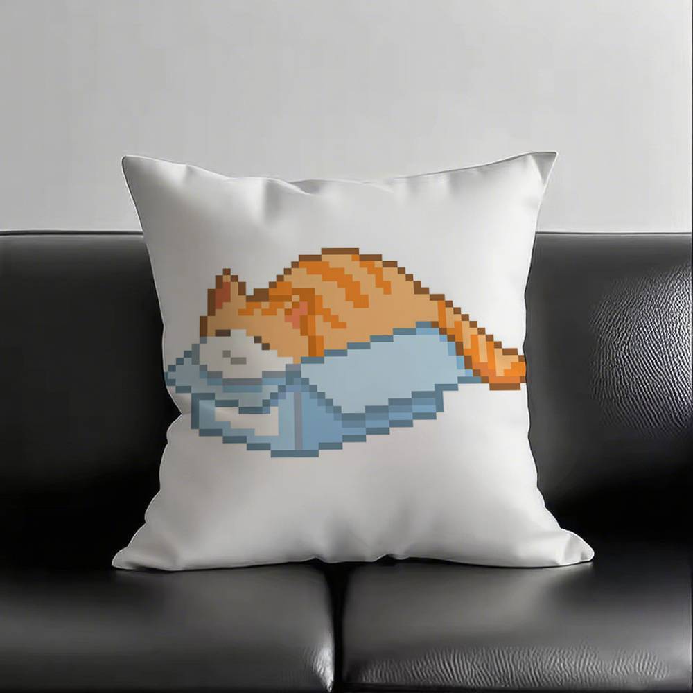 

1 шт. Наволочка Pixel Kitteh Квадратная Спальня Диван Досуг Комфортная Подушка Авто Гостиная Домашнее Украшение 16x16Inch
