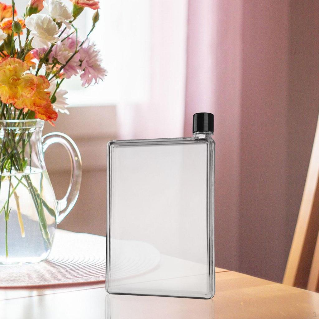 Flat Water Bottle Drinks Kettle Transparent Leakproof Portable Drinkware Drinking Cup