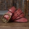 Retro Persönlichkeit Trend Distressed Doppel Dornschließe Gürtel Herren Echtes Leder Reine Rindsleder Koreanischer Stil Freizeitgürtel