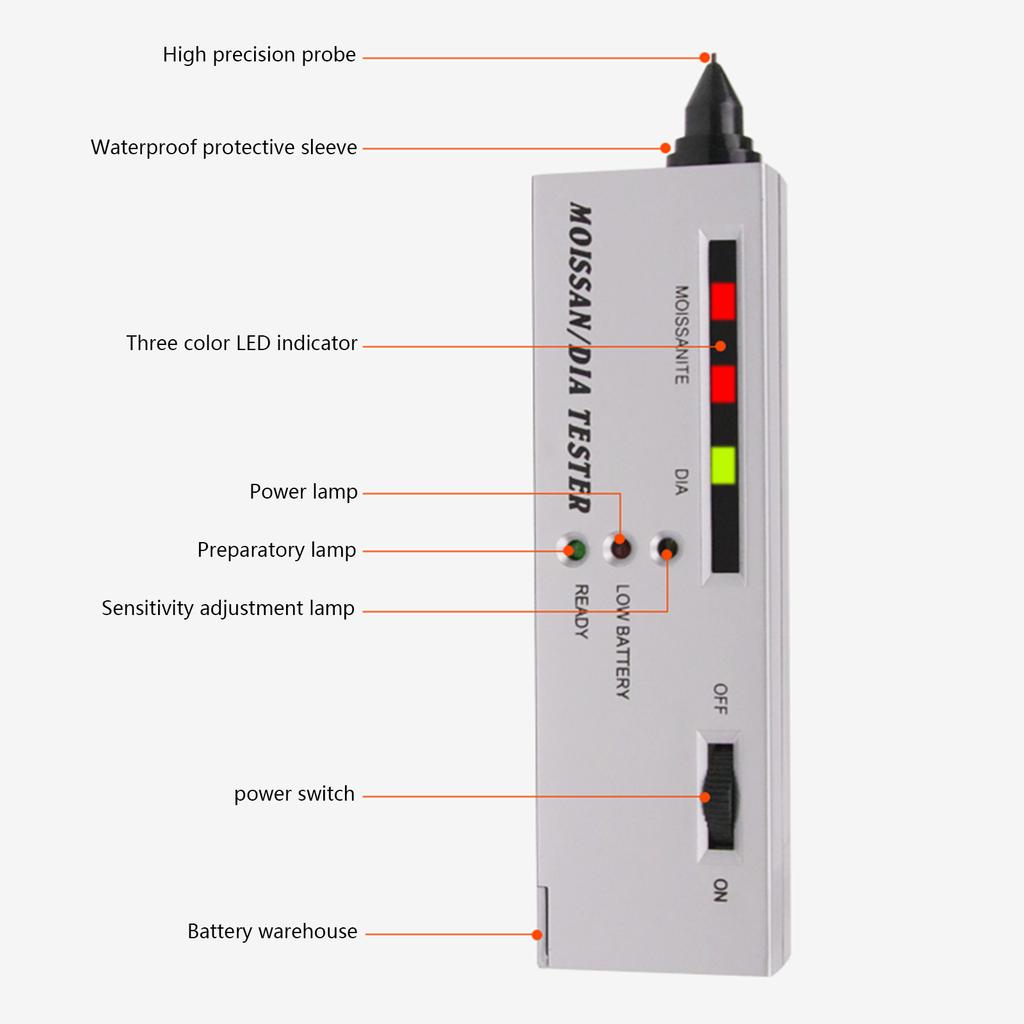 Hohe Genauigkeit Diamanttester Professioneller Diamanttester Stift Juwelierwerkzeug für Anfänger und Experten - Diamant
