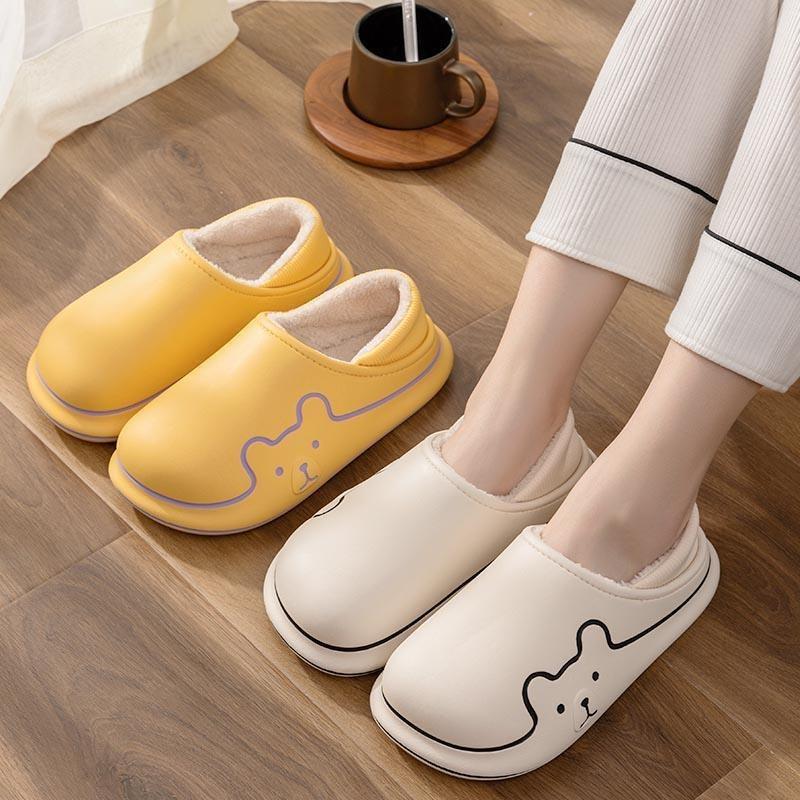 Cotton slippers women's winter bag and indoor home waterproof slip couple pair of cotton shoes men wear non-slip outside