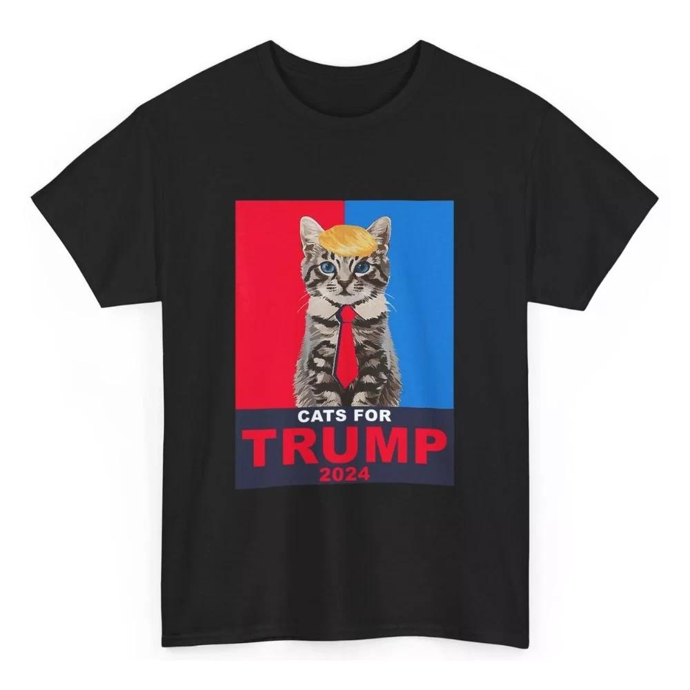 

100% cotton TOPS UNISEX TEES MENS WOMENS Cats For Trump 2024 Funny Tee For Vance Trump T-Shirt 3XL чёрный