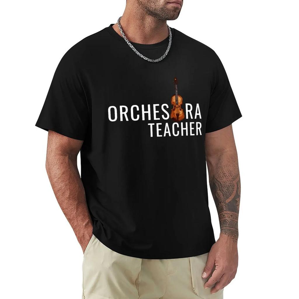 Orchestra Teacher Violinviolawith White Text T-Shirt Oversized Vintage Clothes Anime Clothes Plus Size Men Clothing