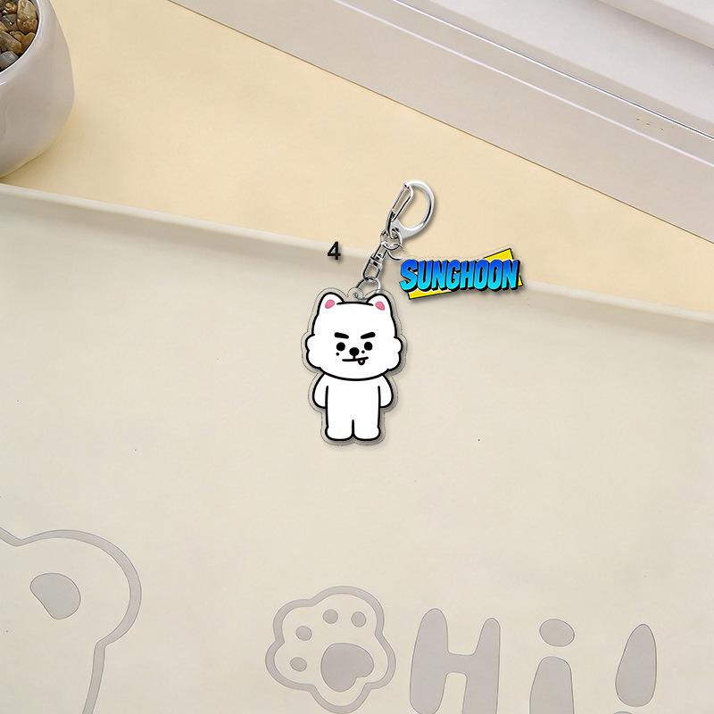 6er Set ENHYPEN ENCHIN Vollkörper Charakter Acryl Schlüsselanhänger 2-in-1 Set mit buntem Namensschild Jungwon Jay Jake Sunghoon Sunoo Ni-ki Tasche Anhänger Geschenk für Fans