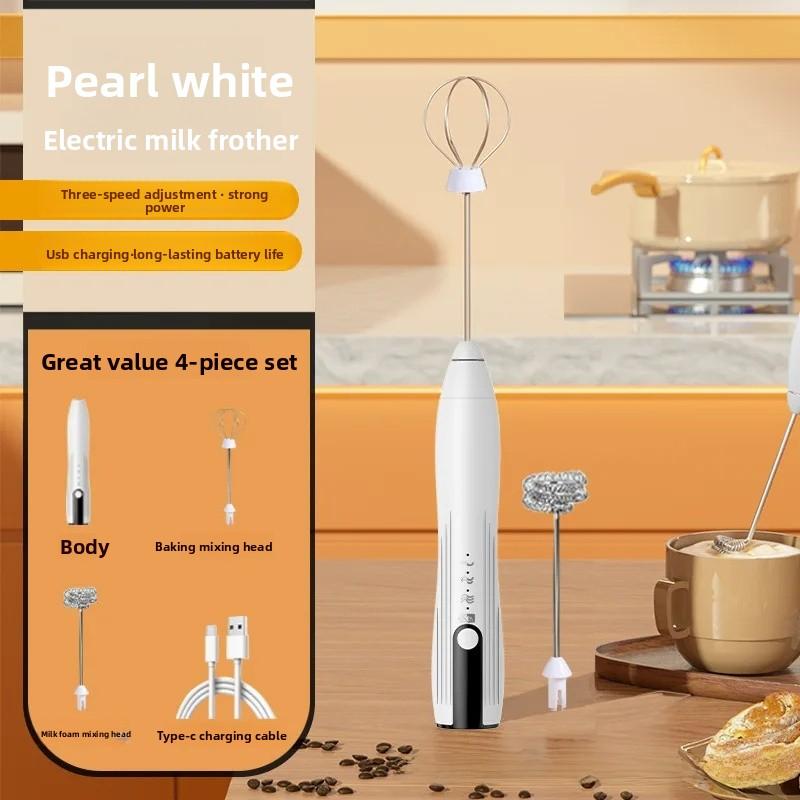 Portable Electric Milk Frother USB Egg Beater Hand Coffee Whisk Rechargeable Foam Mixer Home Kitchen Milk Frother Foaming