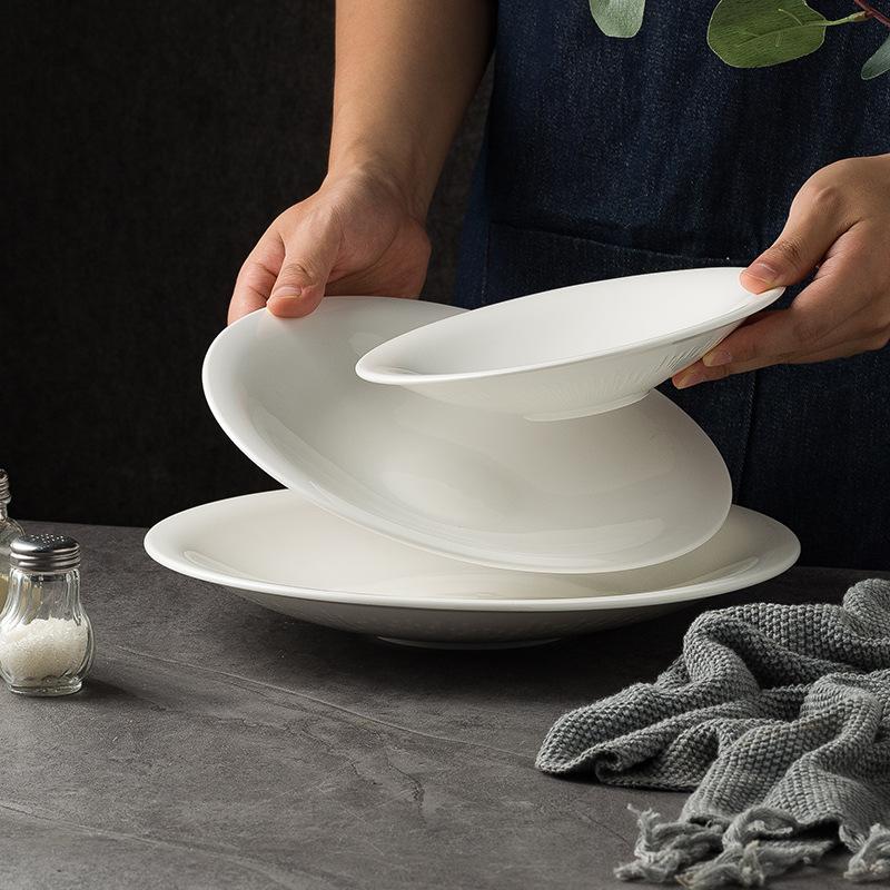 Simple Reverse Side Western Plate, Light Luxury Pasta Plate, Home Vegetable Plate, Hotel Self-Service Disc, Commercial Salad Dessert Plate