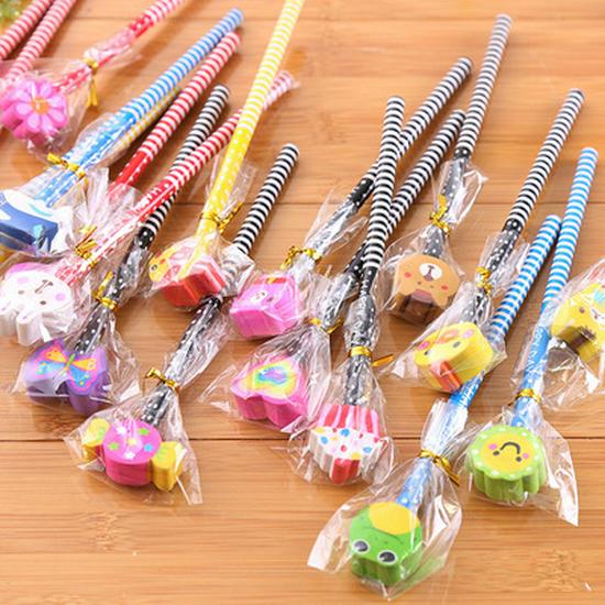 Christmas Cartoon Pencil & Eraser Set for Kids – Perfect for Writing & Drawing