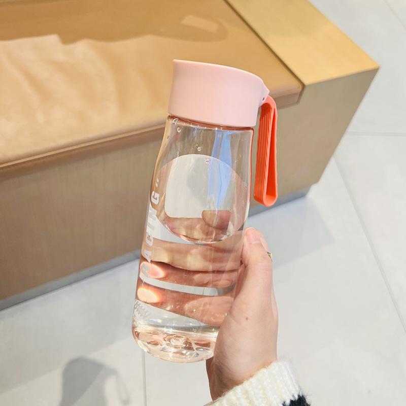 

Portable Rope 550 650ml Plastic Clear Running Sports Water Bottle Cup Student Male Female Summer Handy Cup Student Minimalist Hand Cup 550ml розовый