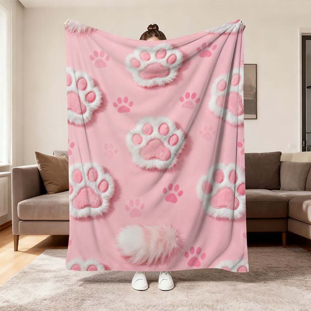 1Pc  Blue Patchwork Print Flannel Blanket Soft Cozy Warm Throw Blanket For Home Couch Bed
