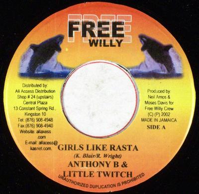 7inch Record ANTHONY B & LITTLE TWITCH / TANTO M - Girls Like Rasta / Show Tonight NONE Free Willy 2002 Jamaica Reggae, Ska & Dub Used