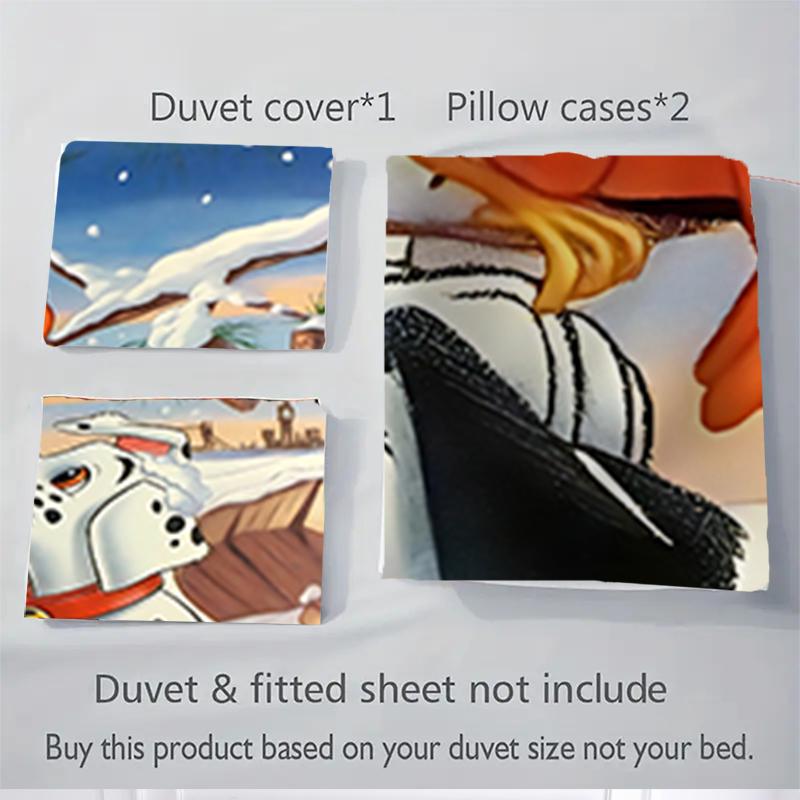 3Pcs Dalmatian Puppies Winter Scene Bedding Sets For All Sizes New 3D Printed Bed Cover Comforter Duvet Cover Pillowcase Bedroom Decoration