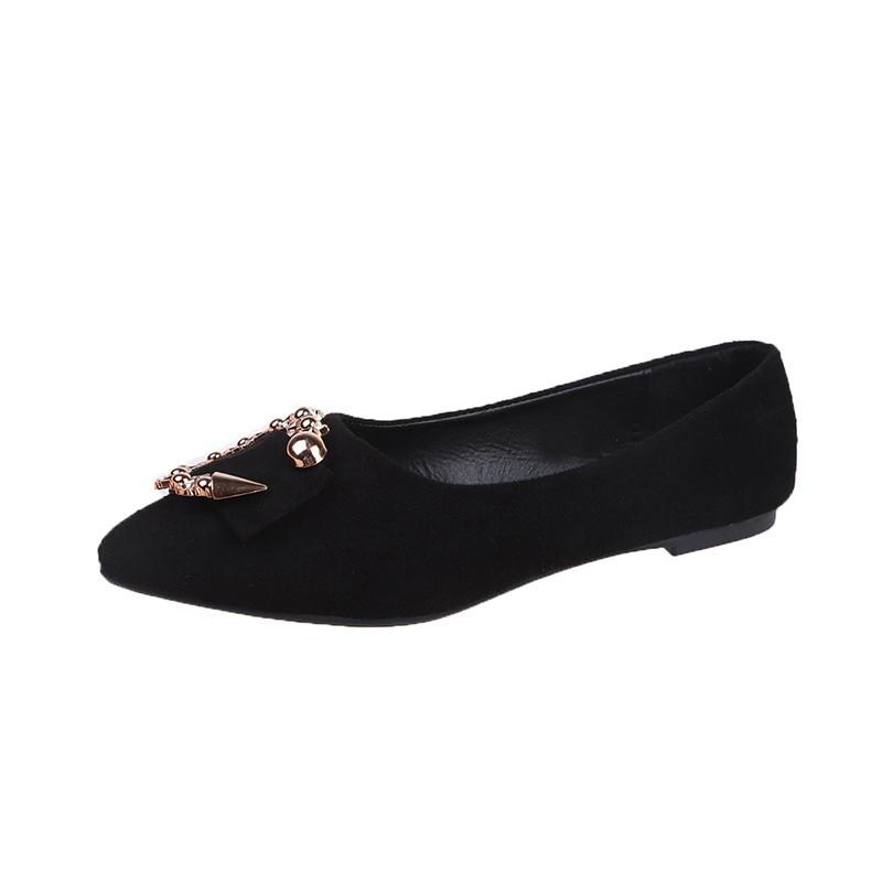 2025 Spring/Summer Women's Pointed Toe Flats - Korean Style Casual Slip-on with Round Buckle