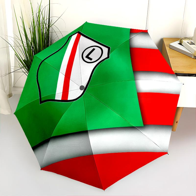 Modello Legia Varsavia, ombrello pieghevole automatico, design portatile e pieghevole, 8 stecche, un regalo di Natale o di compleanno.