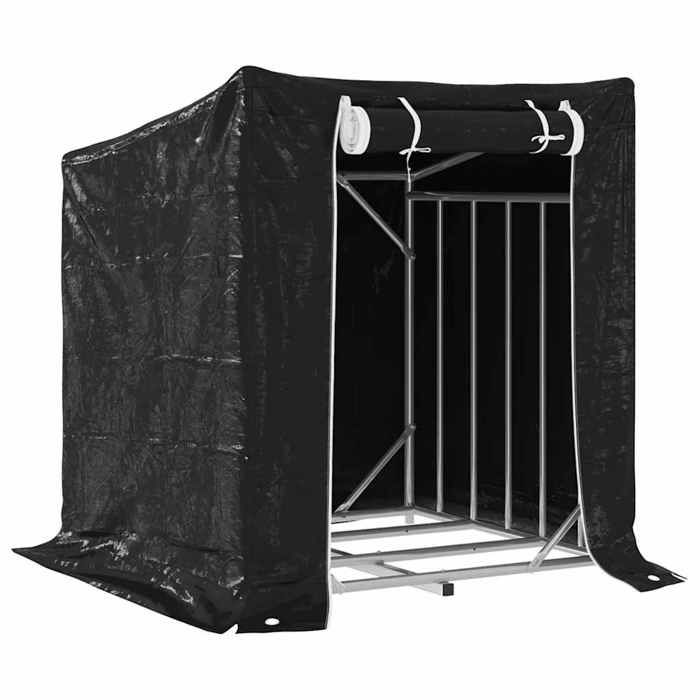 VidaXL Portant de bois de chauffage et housse de pluie acier galvanisé, stockage de bûches, porte-bûches de cheminée, 4104939