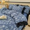 Elegant Bedding Set Hepburn Style Lace Floral Duvet Cover Bed Sheet Quilt Set Three Piece Set French Dormitory Wash Ins