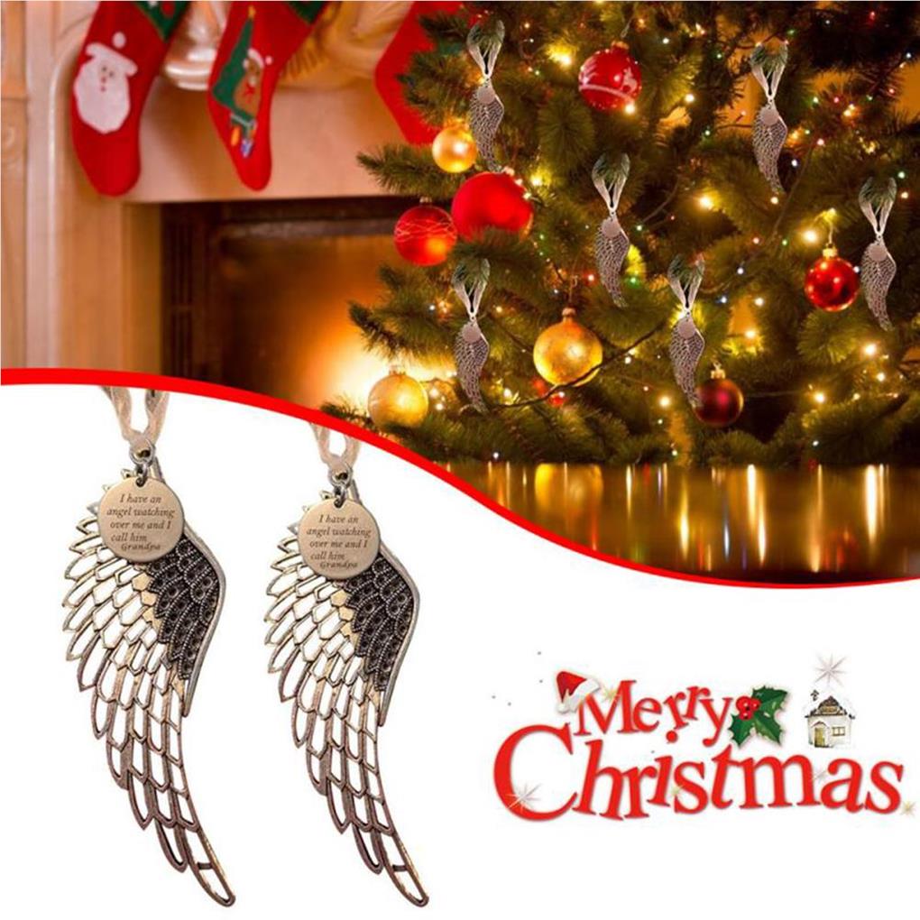 Christmas Tree Angel Wing Festival Adornment Metal DIY DIY Pendant Hanging Decor Holiday Room Pendant Prop Blessing Adornments