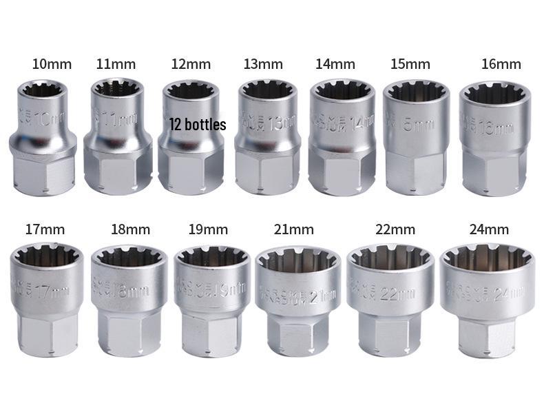 Two-way Through-hole Ratchet Socket Set - 12-Point Gear Socket Bit Holder Tool