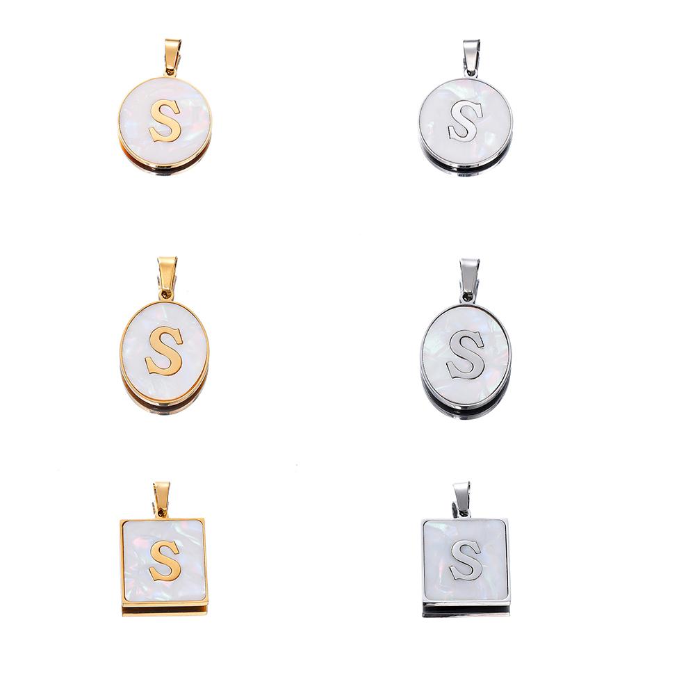 1Pcs Stainless Steel With Pinch Bail Clasps Imitation Pearl Letter Charms Pendant For Necklace DIY Jewelry Making Accessories