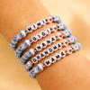 GIGI NANA Blue & White Porcelain Beaded Bracelet - Ethnic Style Elastic Birthday Gift