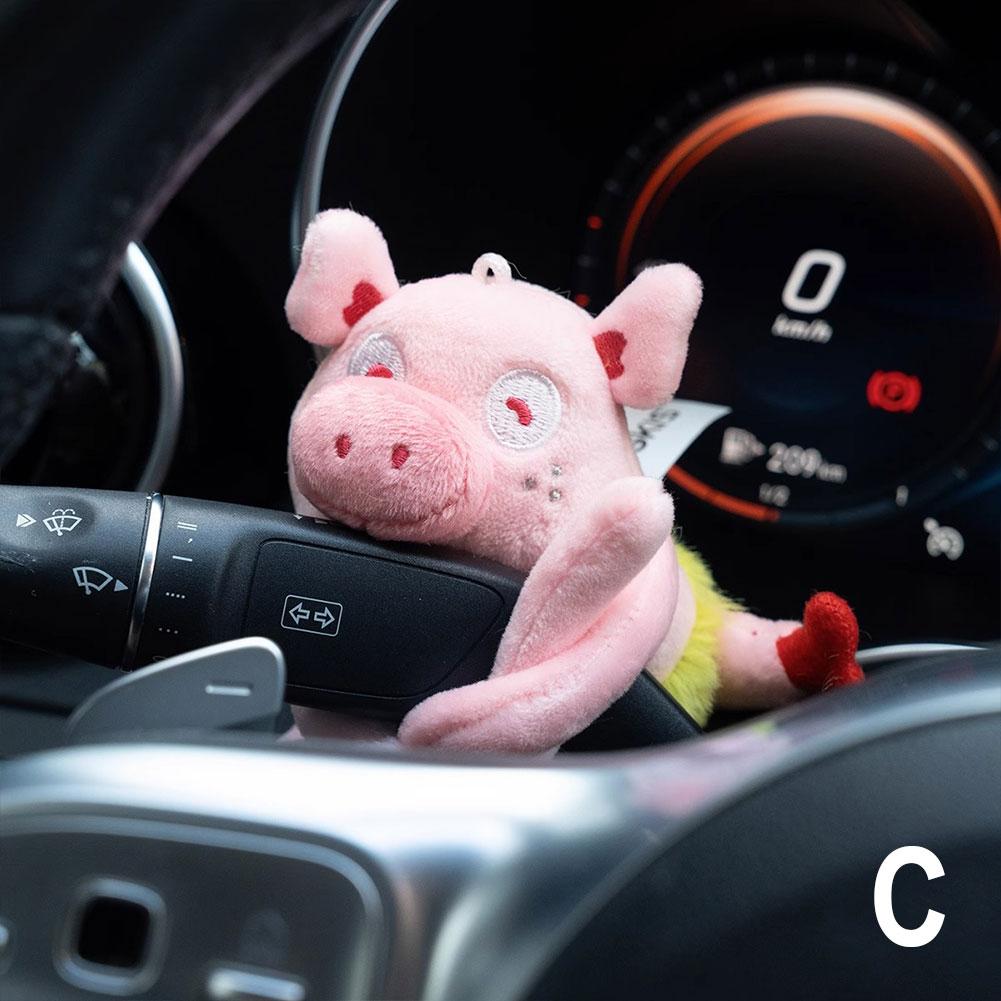 Car Decoration Plush Dolls Pilot Steering Lights Ornament Cute Pig Wye Windshield Bows Wiper Steering Wheel Accessories