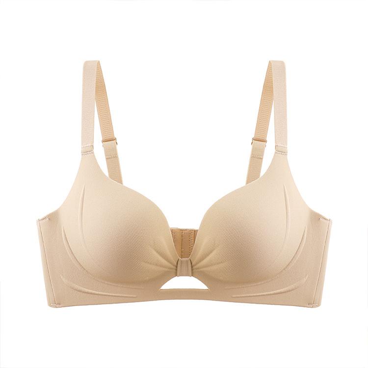 111 Natal Year Big Red Seamless Small Chest Gathered Large Thickened Cup Adjusted Type No Steel Ring Bra