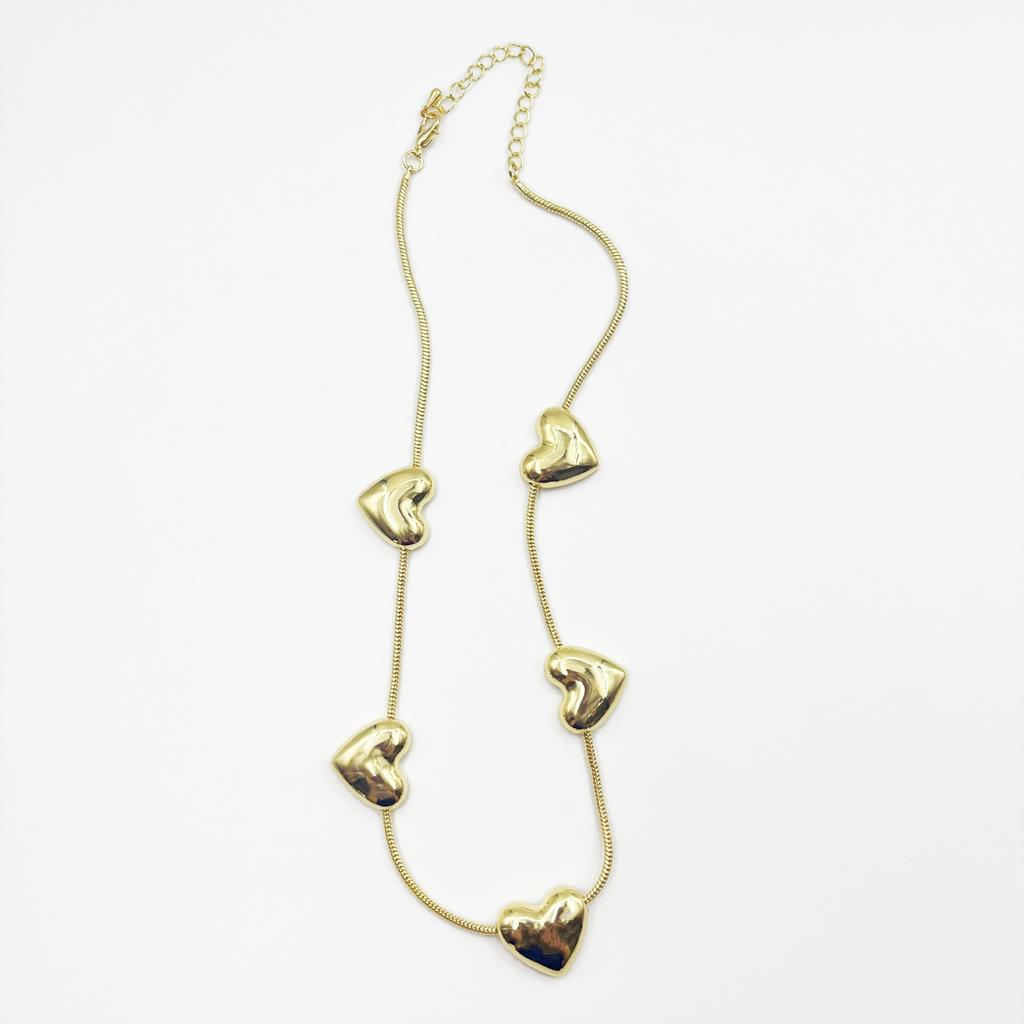 Stylish And Simple Multi-Love Necklace Gold And Silver Light Luxury Collarbone Chain Women'S Jewelry