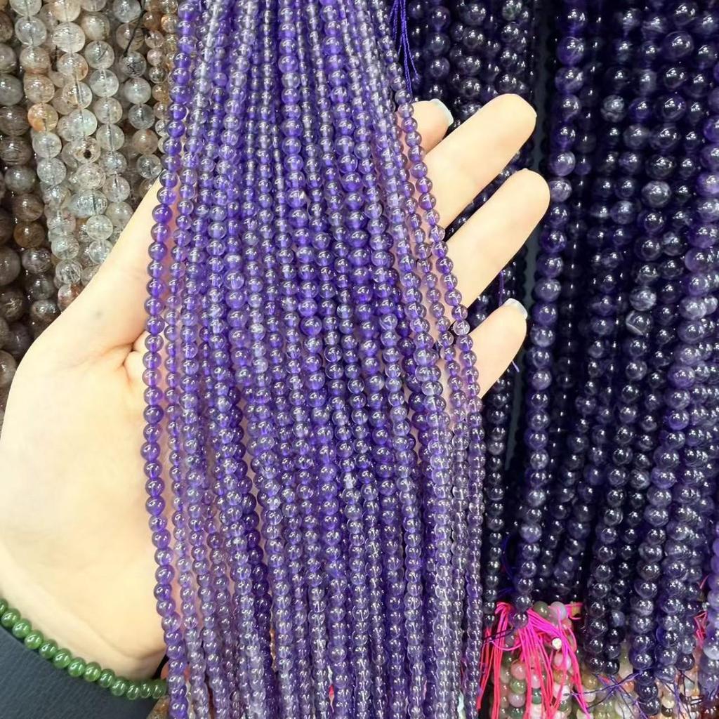 Chi Li Transparent Purple Crystal Ore Loose Beads, Dreamy Semi-Finished Natural Stone Strands for DIY Jewelry.