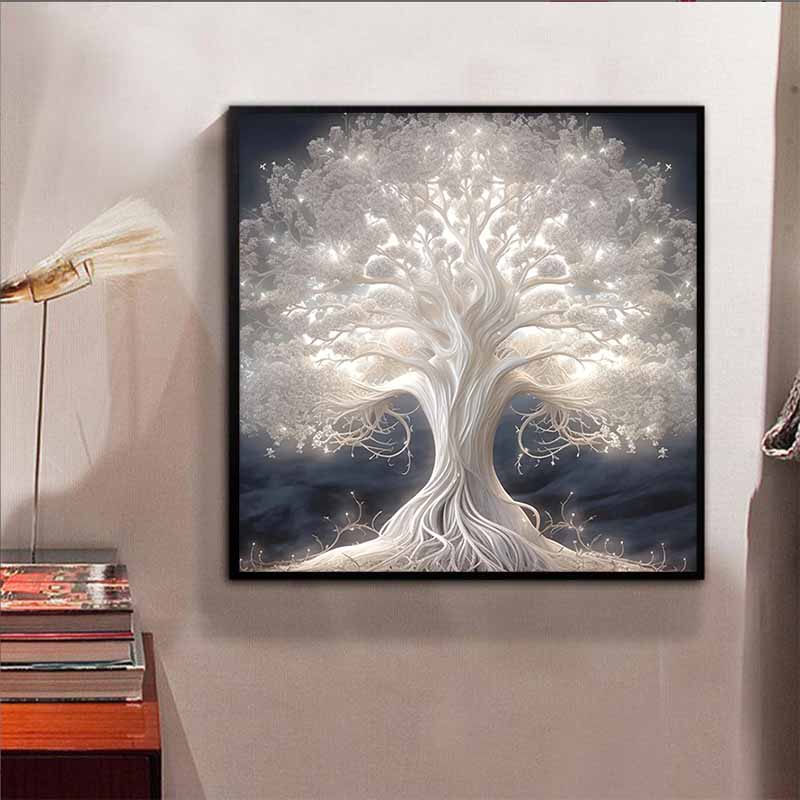 Neuankömmling 5D DIY Vollkreis Diamantmalerei "Silberbaum" Stickerei Kreuzstich Heimdekor Geschenk