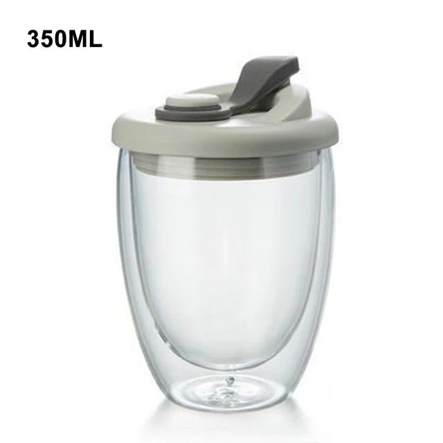 

Double Layer Insulated Glass Cup with Lid Simple and Heat Resistant Easy To Use Cup Straight Drinking Mouth Cups Glass Lid New 250 ML