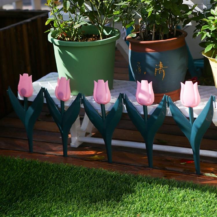 Decorative Tulips Flower Design Fence PVC Garden Fence for Interlocking of Yard and Pathway Borders Gardening Supply