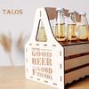 Wooden Beer Caddy Picnic Beer Carrier Box Beer Bottle Holder Vintage Style Tote for 4 or 6 Bottles BYOB Parties BBQs