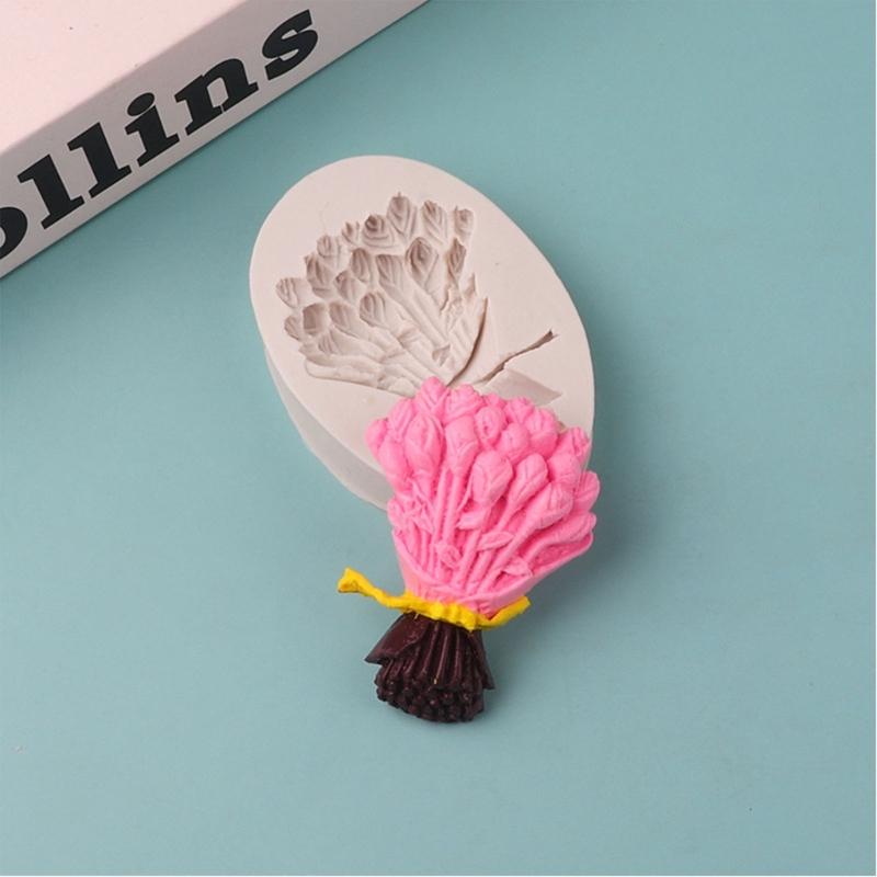 Kytice tulipánů Fondánová čokoládová silikonová forma Cake-Topper Pečicí nástroje Ručně vyráběné mýdlové ozdoby Forma Snadno se čistí