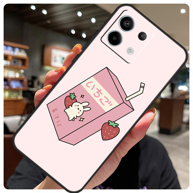 Cute Strawberry Milk Box Case For Xiaomi Redmi Note 14 10 11 12 13 15 Pro Plus Cover For Redmi 15 15C 14C 10C 12C 13C